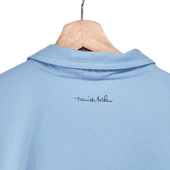 Travis Mathew Mens Light Blue Polo Shirt Size M Pima Cotton/Polyester Short Slee - Picture 4 of 8